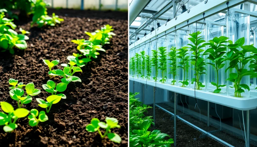 Healthy hydroponic vegetables growing in a clean indoor environment free from weeds and soil pests.