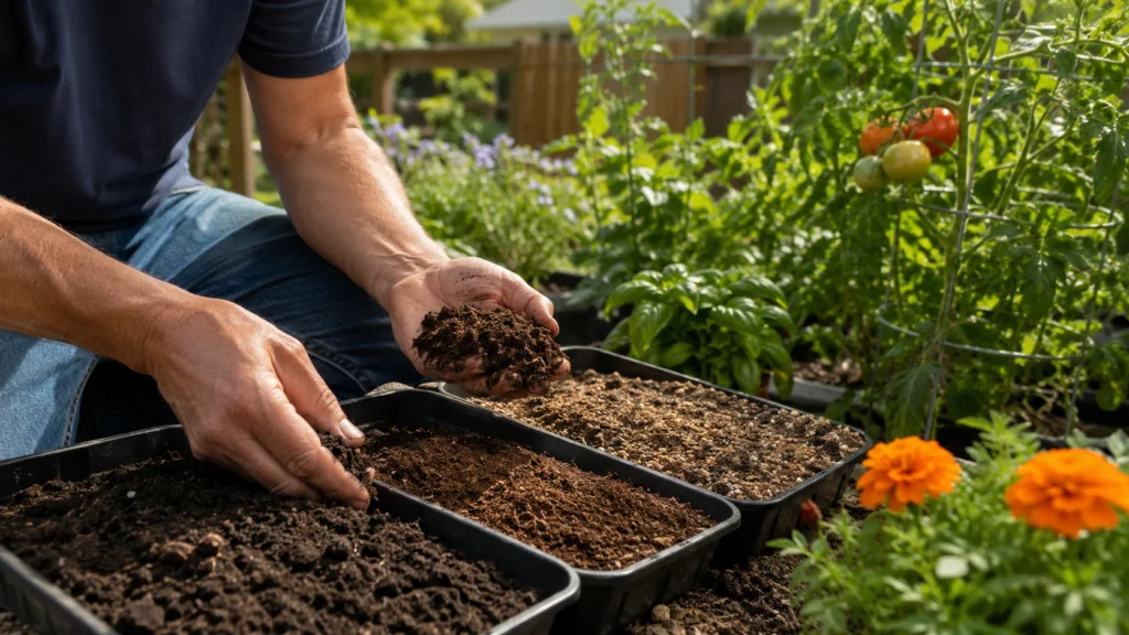 Different garden soil mixes for vegetables herbs and flowering plants