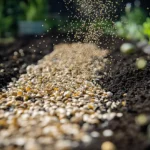 Applying quick release nitrogen fertilizer to lawn