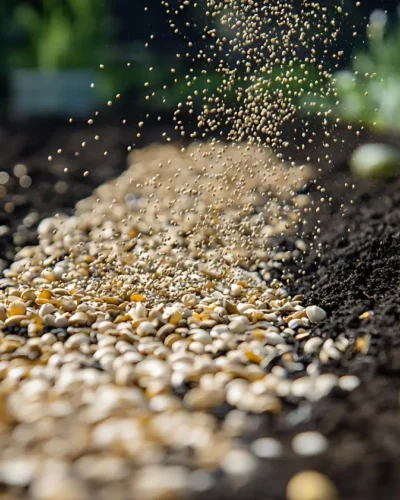 Applying quick release nitrogen fertilizer to lawn